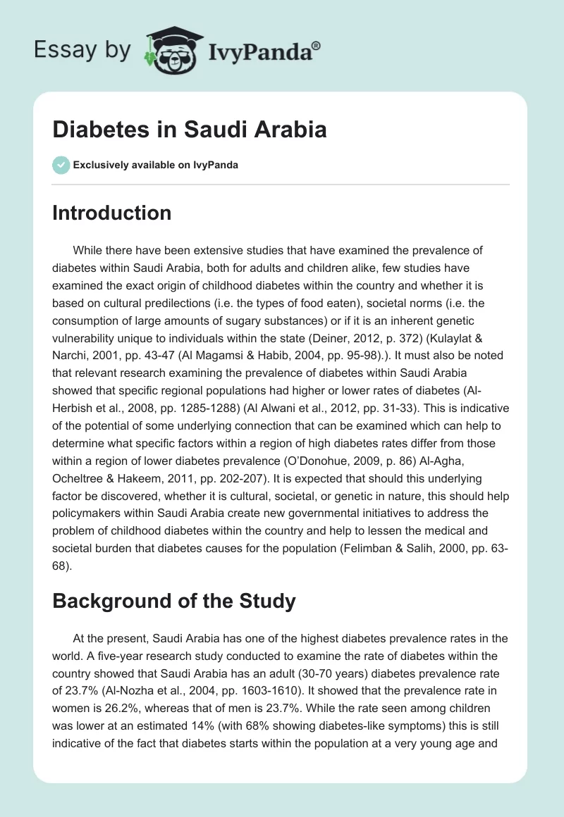 Diabetes in Saudi Arabia. Page 1