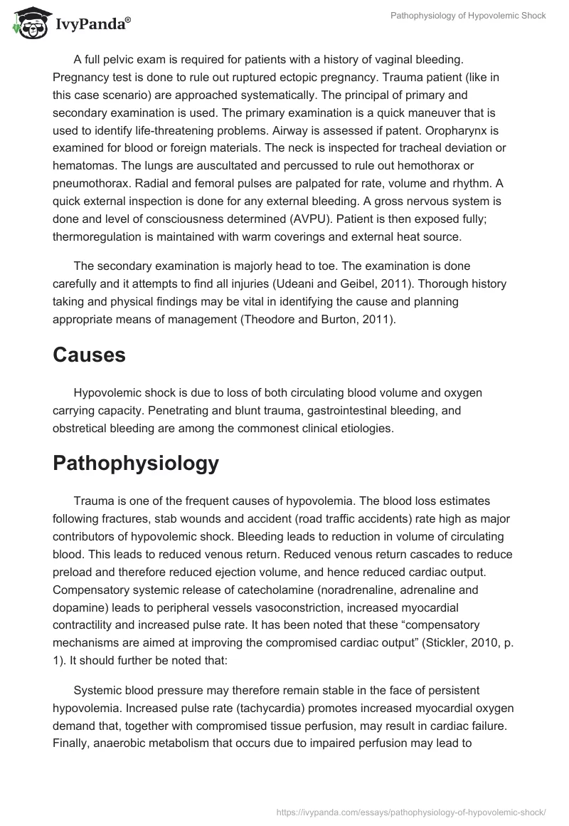 Pathophysiology of Hypovolemic Shock. Page 3