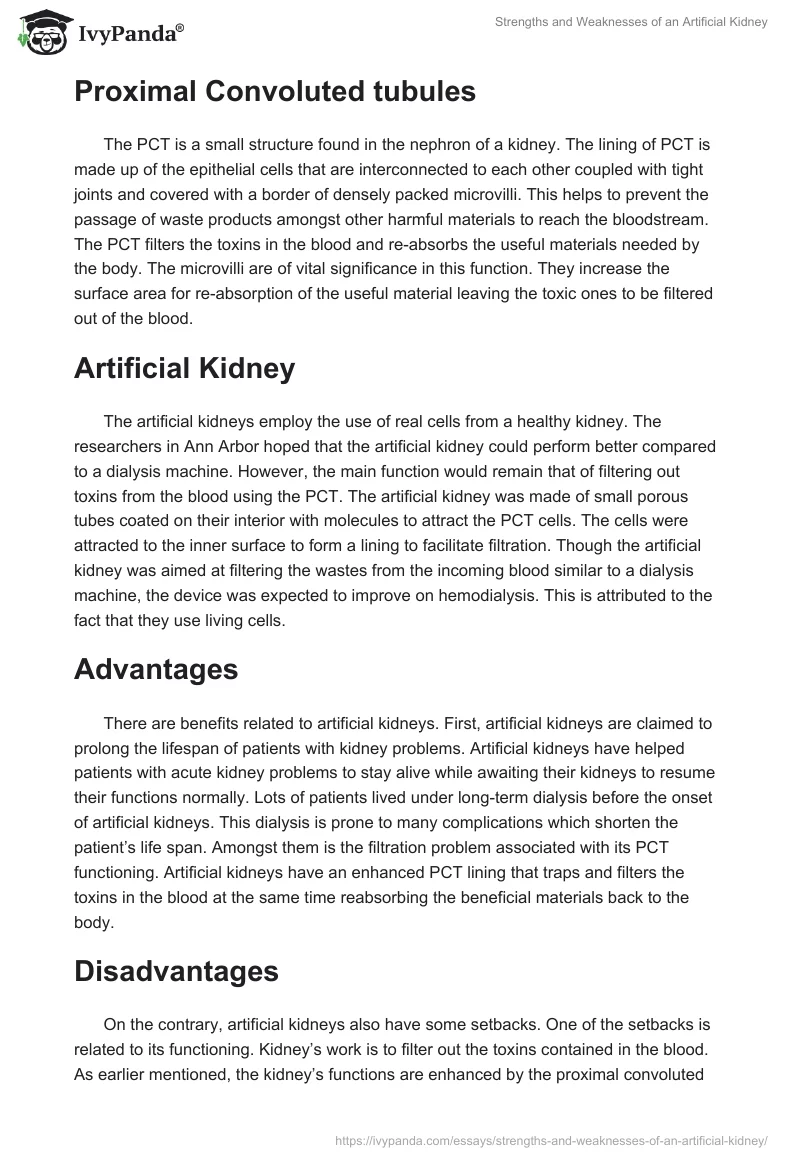Strengths and Weaknesses of an Artificial Kidney. Page 2