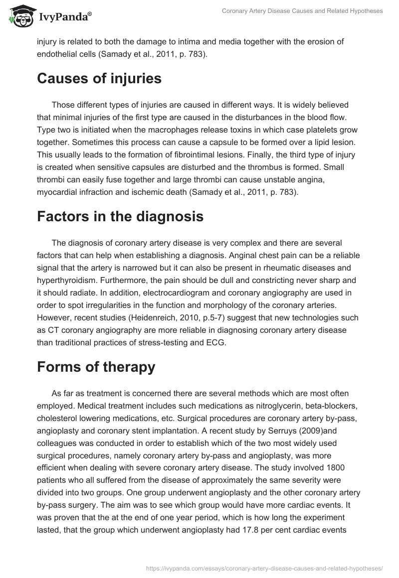 Coronary Artery Disease Causes and Related Hypotheses. Page 2