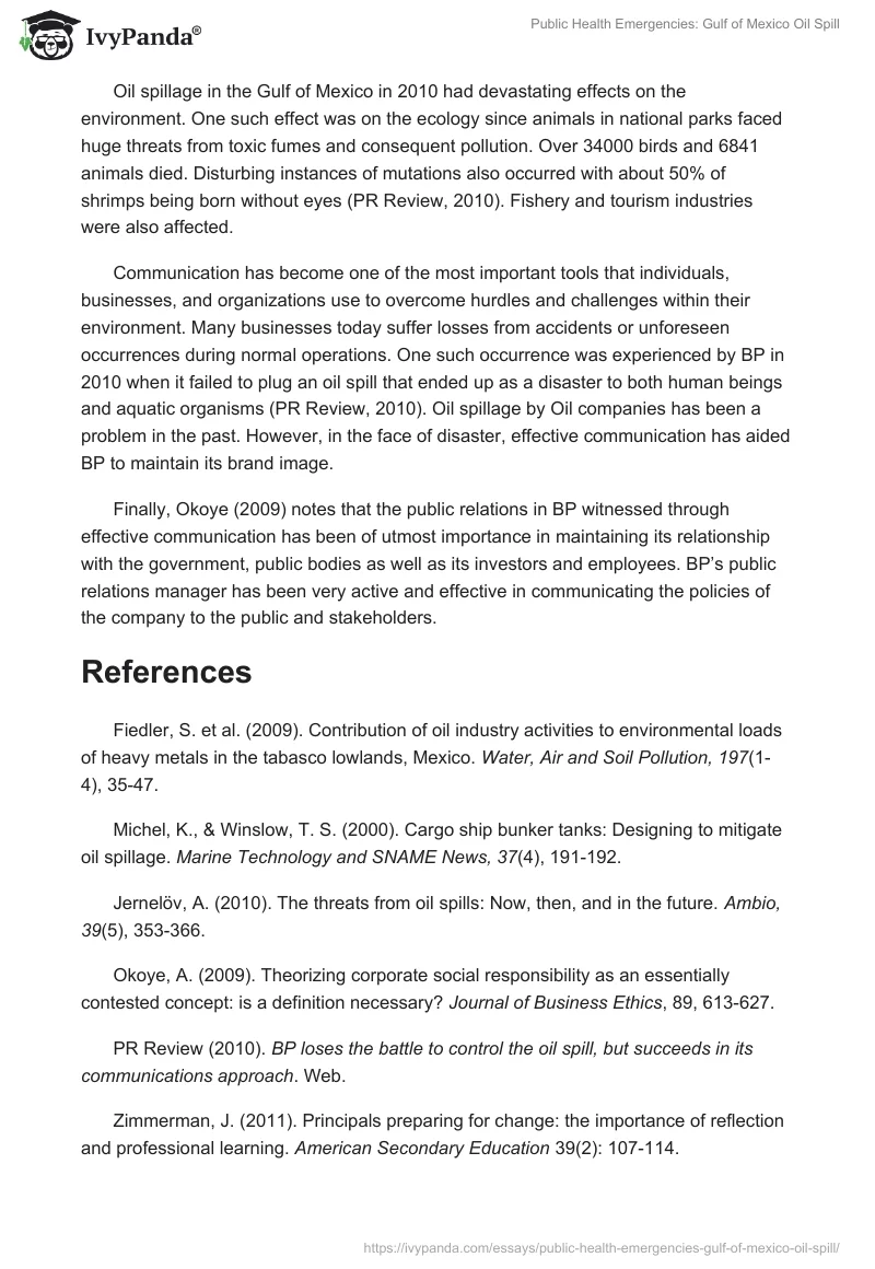 Public Health Emergencies: Gulf of Mexico Oil Spill. Page 2