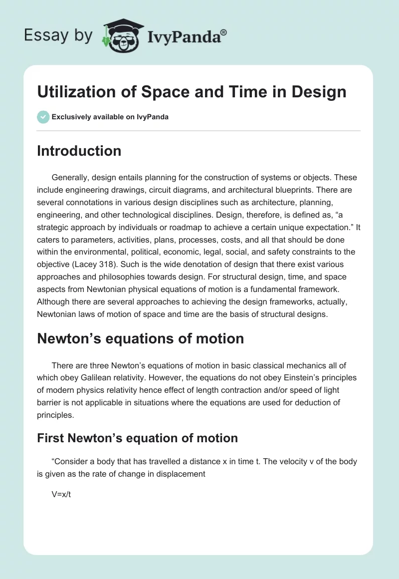 Utilization of Space and Time in Design. Page 1
