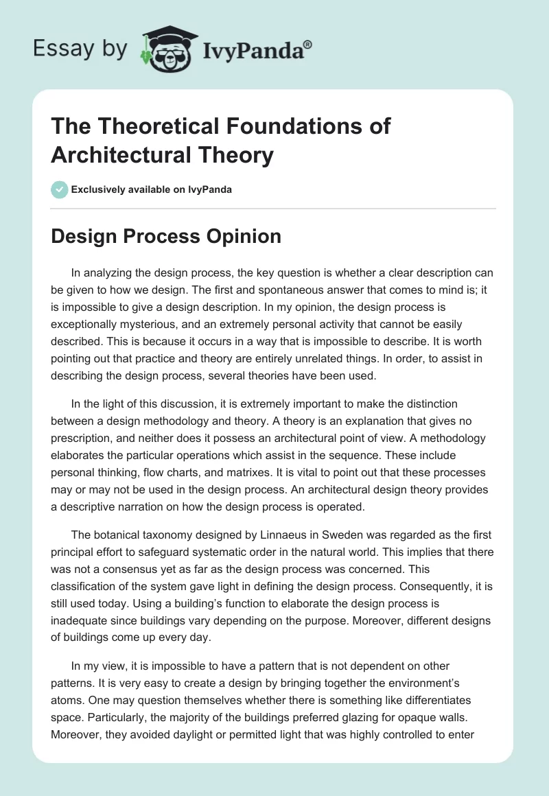 The Theoretical Foundations of Architectural Theory. Page 1