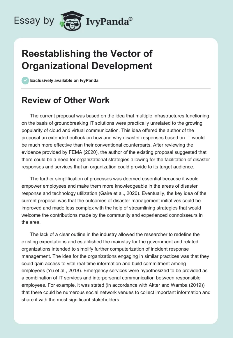 Reestablishing the Vector of Organizational Development. Page 1