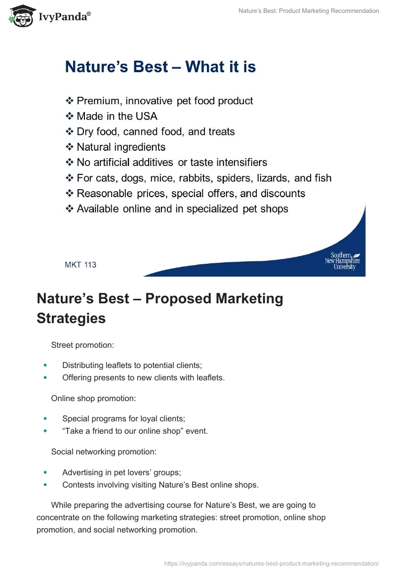 Nature’s Best: Product Marketing Recommendation. Page 2