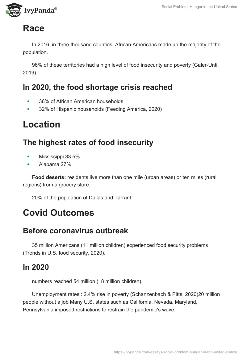 Social Problem: Hunger in the United States. Page 2