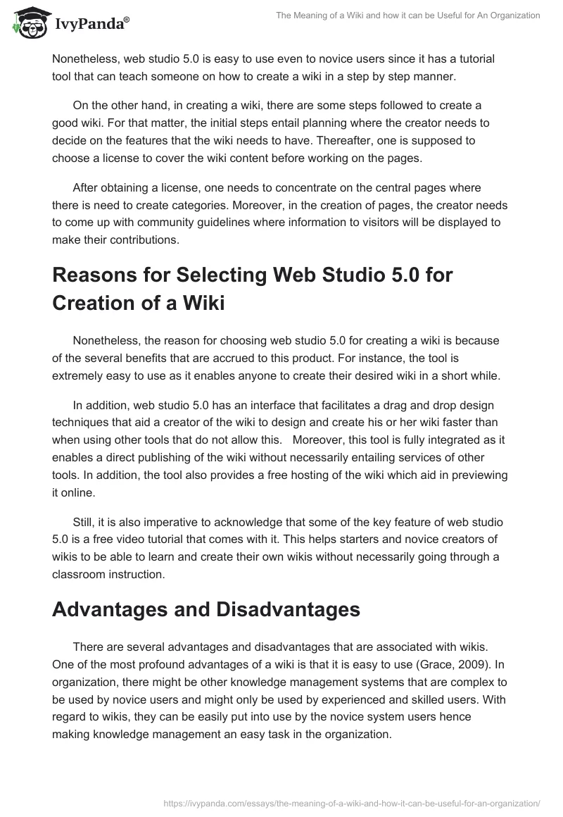 The Meaning of a Wiki and how it can be Useful for An Organization. Page 2