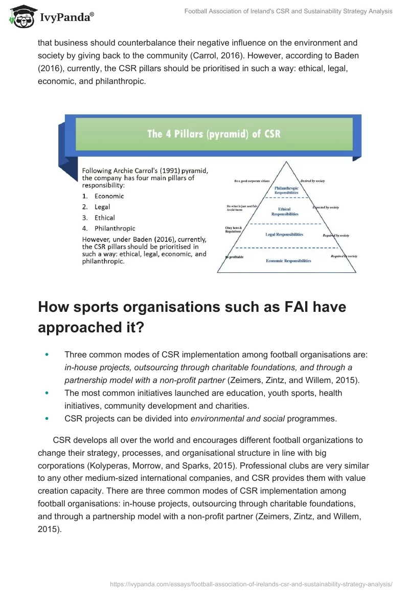 Football Association of Ireland's CSR and Sustainability Strategy Analysis. Page 3
