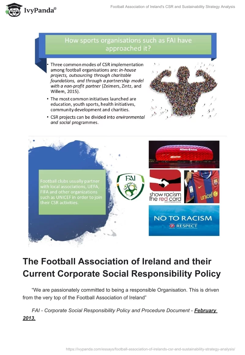Football Association of Ireland's CSR and Sustainability Strategy Analysis. Page 5