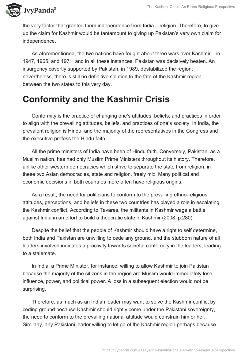 The Kashmir Crisis: An Ethno-Religious Perspective. Page 2