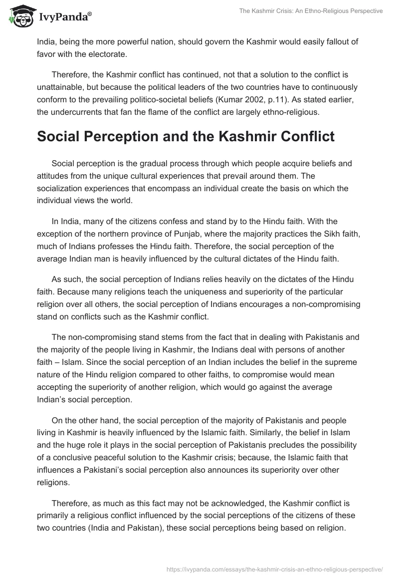 The Kashmir Crisis: An Ethno-Religious Perspective. Page 3