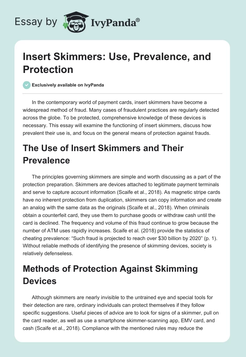 Insert Skimmers: Use, Prevalence, and Protection. Page 1