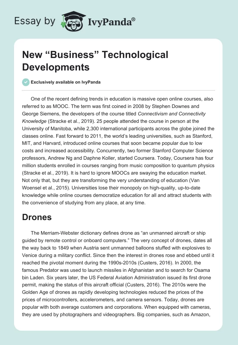 New “Business” Technological Developments. Page 1
