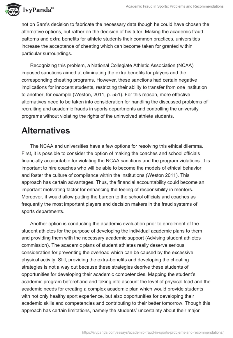 Academic Fraud in Sports: Problems and Recommendations. Page 3