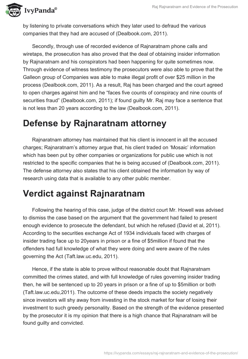 Raj Rajnaratnam and Evidence of the Prosecution. Page 2
