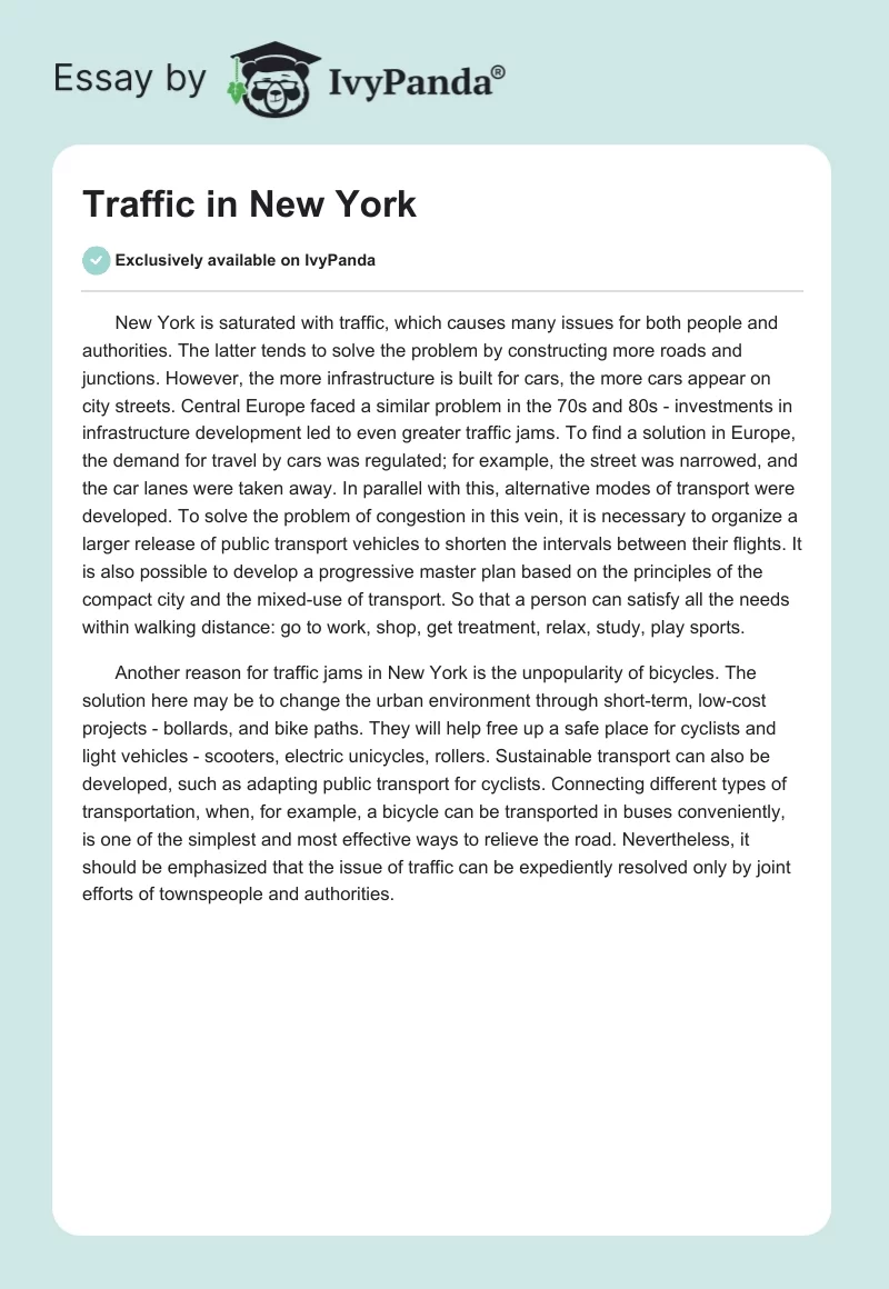 Traffic in New York. Page 1