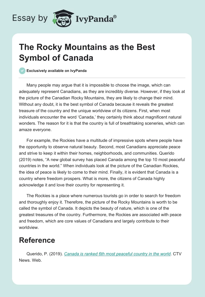 The Rocky Mountains as the Best Symbol of Canada. Page 1