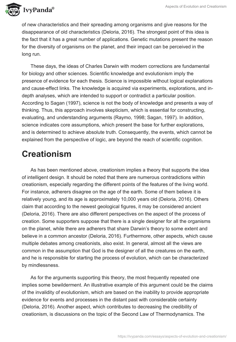 Aspects of Evolution and Creationism. Page 2