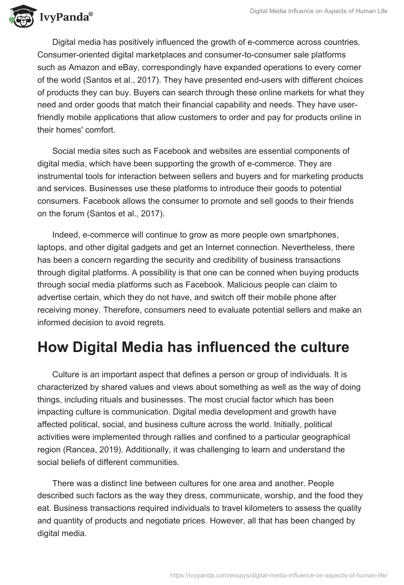 Digital Media Influence on Aspects of Human Life. Page 5