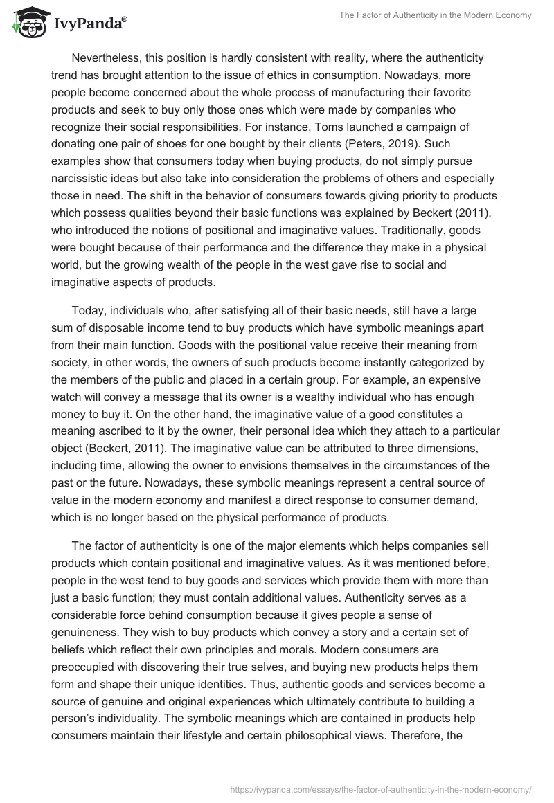 The Factor of Authenticity in the Modern Economy. Page 2