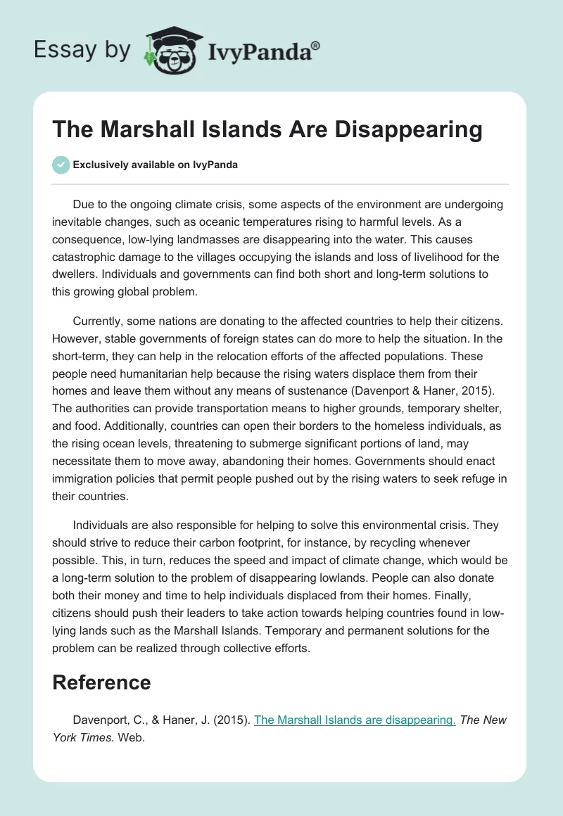 The Marshall Islands Are Disappearing. Page 1