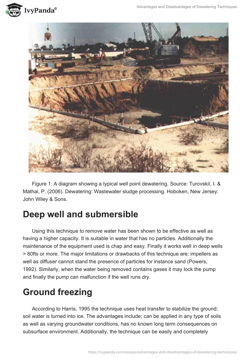 Advantages and Disadvantages of Dewatering Techniques. Page 3