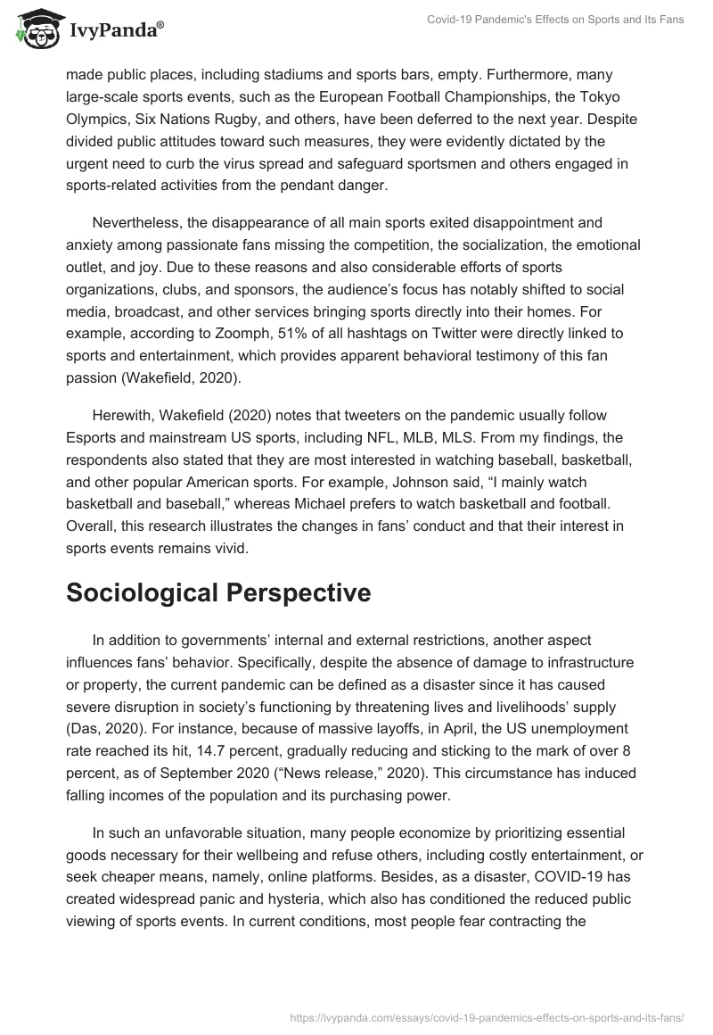 Covid-19 Pandemic's Effects on Sports and Its Fans. Page 2