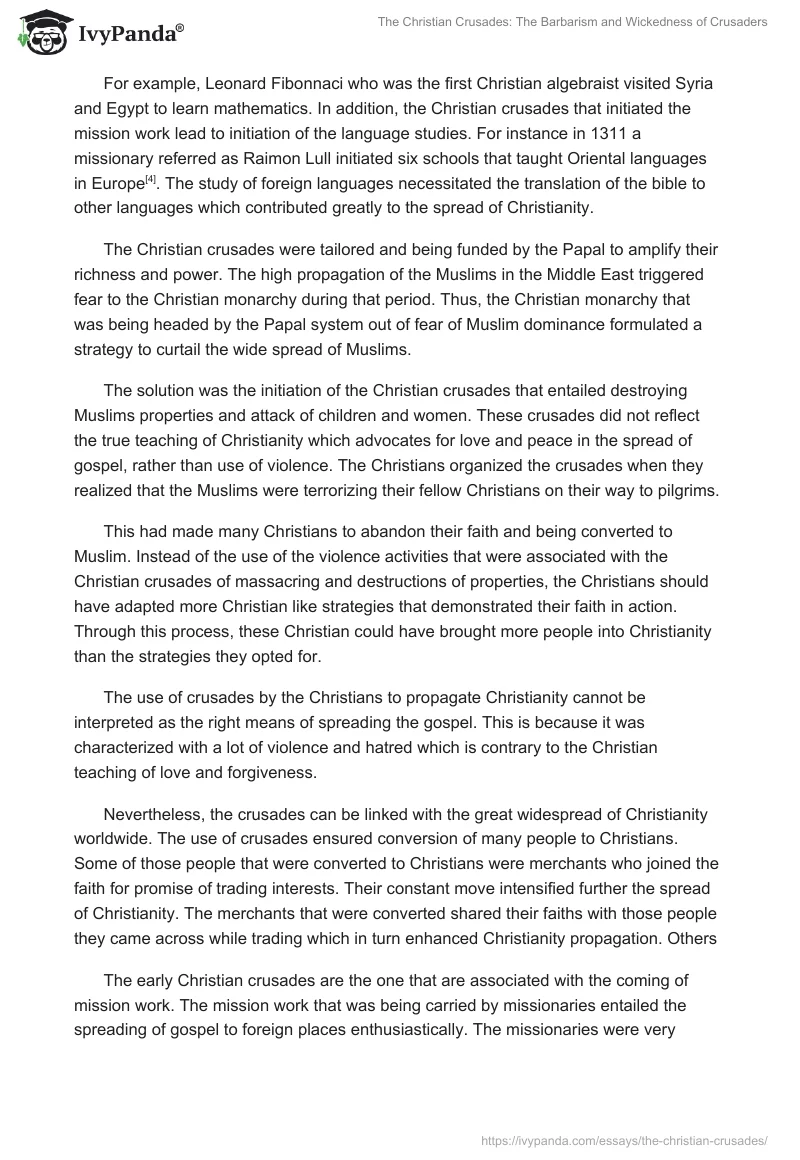 The Christian Crusades: The Barbarism and Wickedness of Crusaders. Page 4