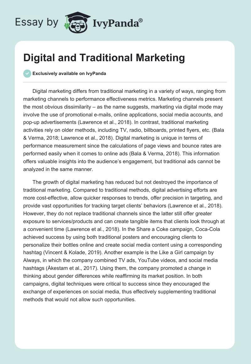 Digital and Traditional Marketing. Page 1