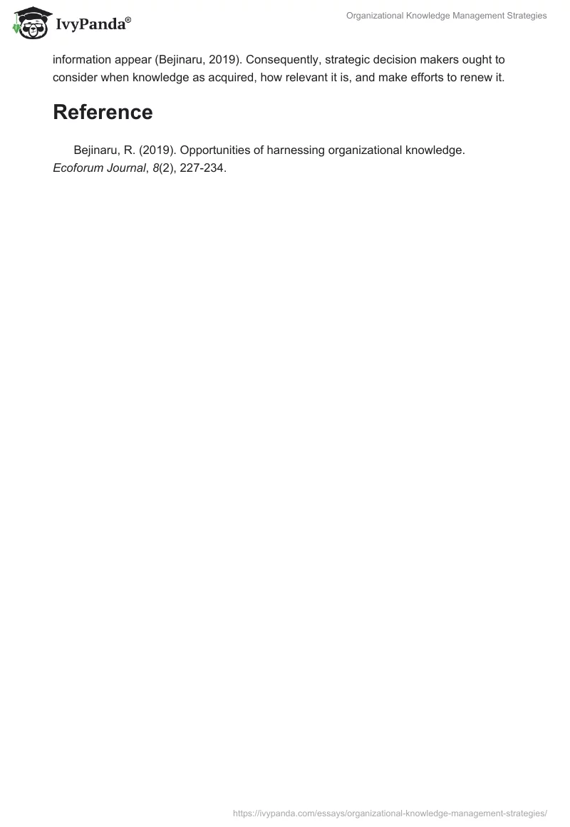 Organizational Knowledge Management Strategies. Page 2