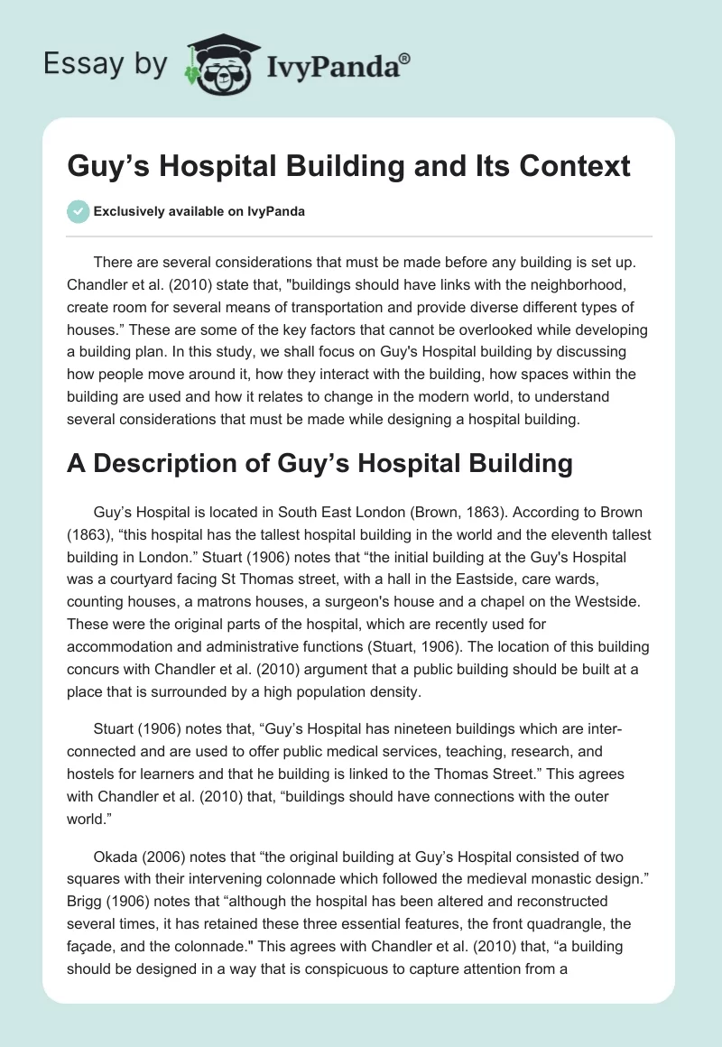 Guy’s Hospital Building and Its Context. Page 1