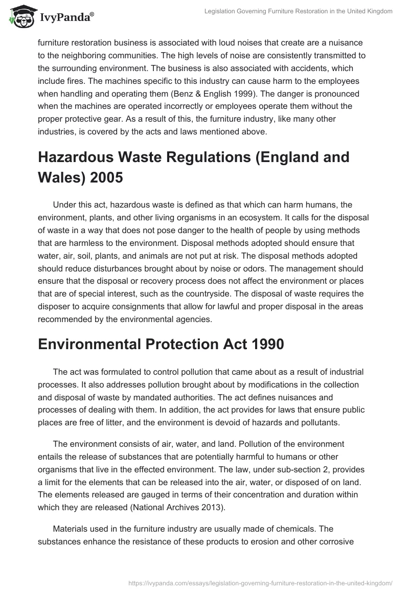Legislation Governing Furniture Restoration in the United Kingdom. Page 2