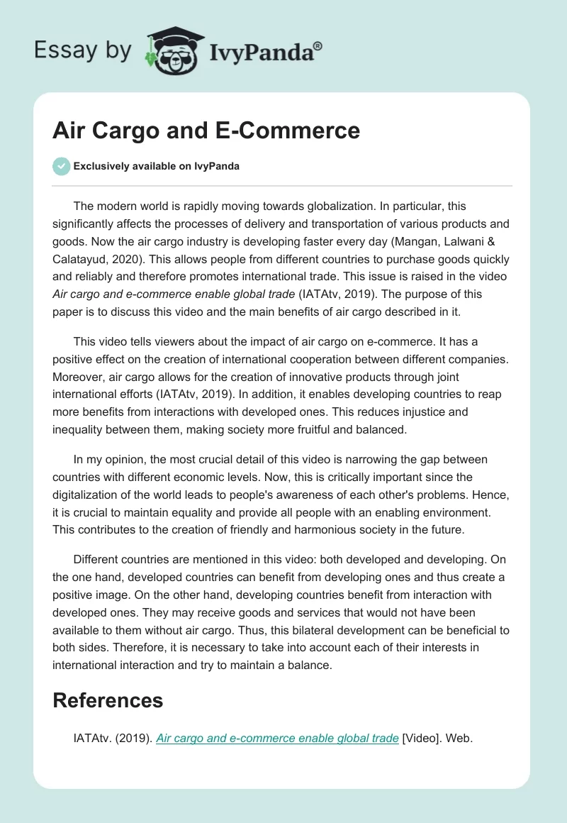 Air Cargo and E-Commerce. Page 1