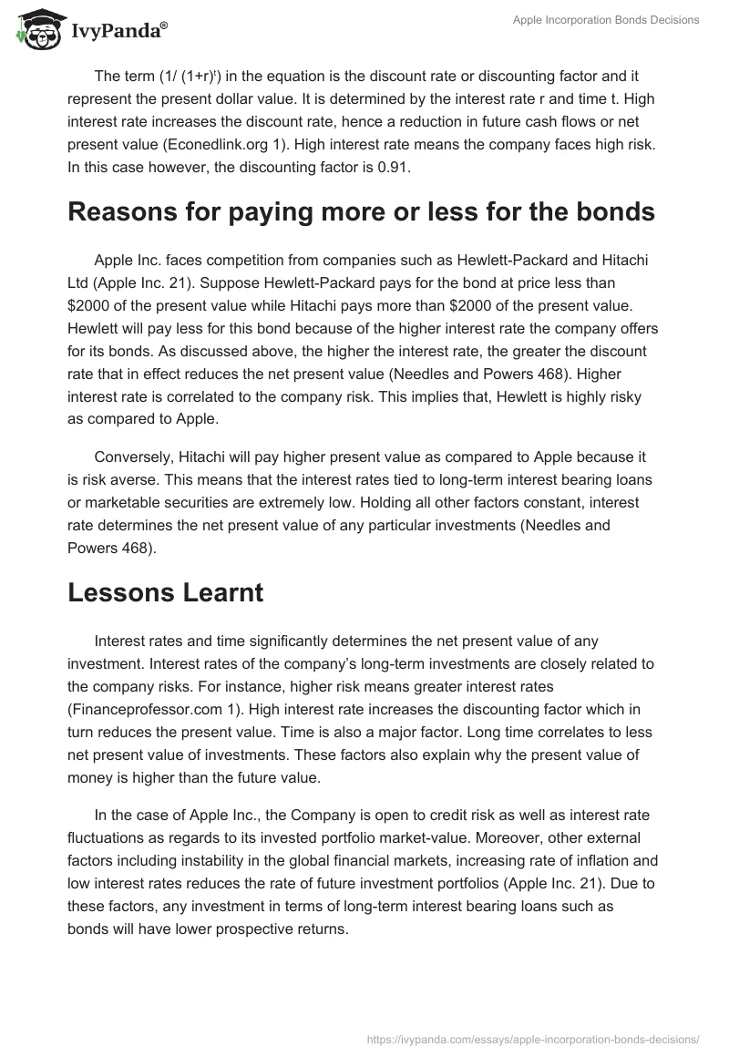 Apple Incorporation Bonds Decisions. Page 2