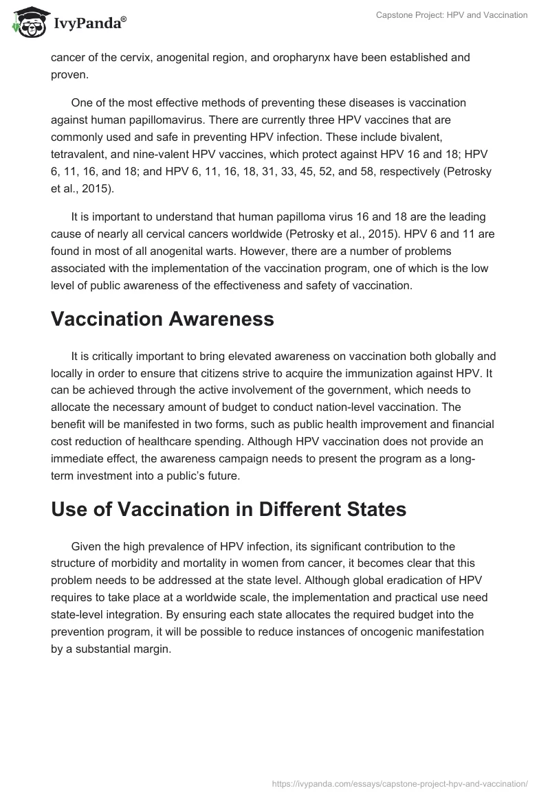 Capstone Project: HPV and Vaccination. Page 5