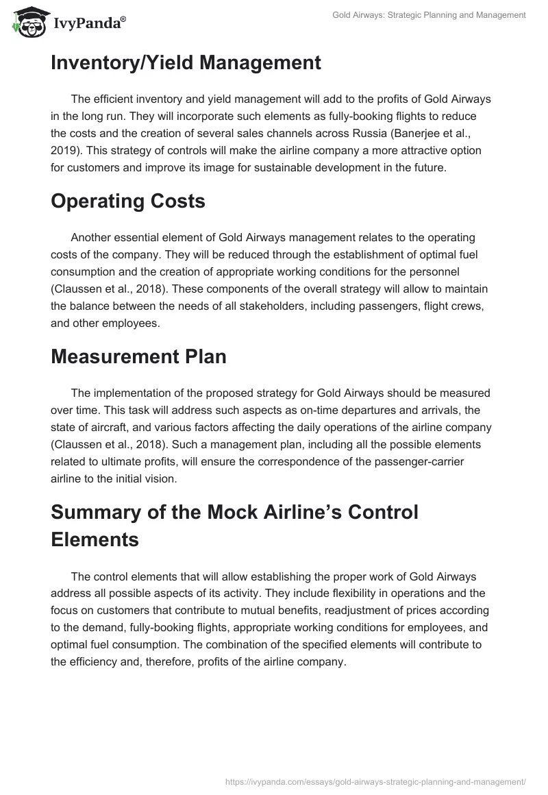 Gold Airways: Strategic Planning and Management. Page 2
