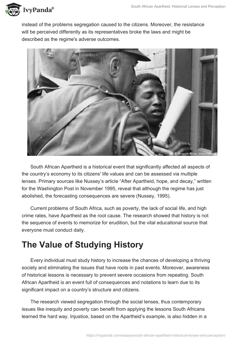 South African Apartheid: Historical Lenses and Perception. Page 2