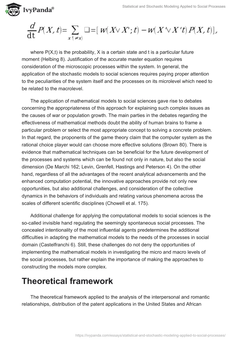 Statistical and Stochastic Modeling Applied to Social Processes. Page 4