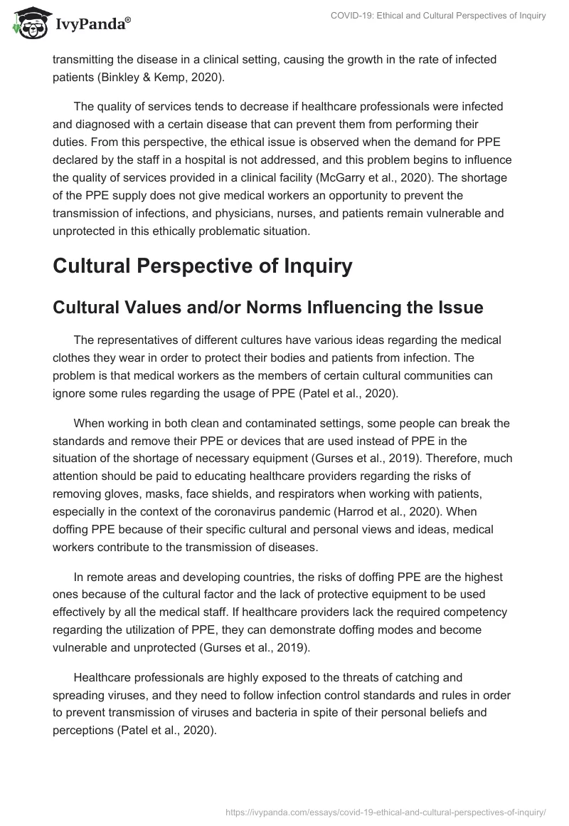 COVID-19: Ethical and Cultural Perspectives of Inquiry. Page 3