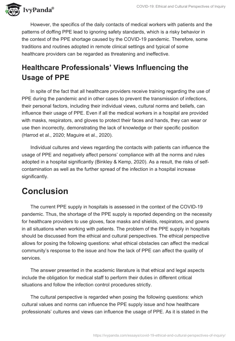 COVID-19: Ethical and Cultural Perspectives of Inquiry. Page 4