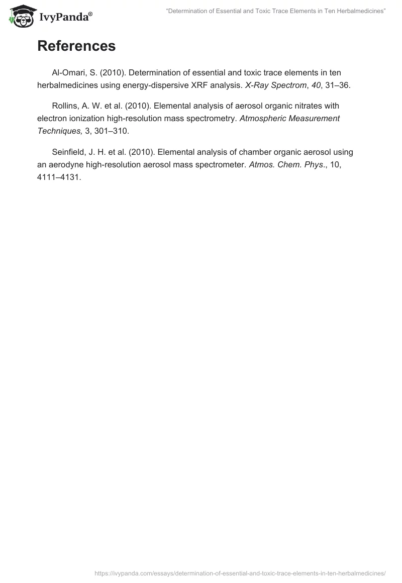 “Determination of Essential and Toxic Trace Elements in Ten Herbalmedicines”. Page 5
