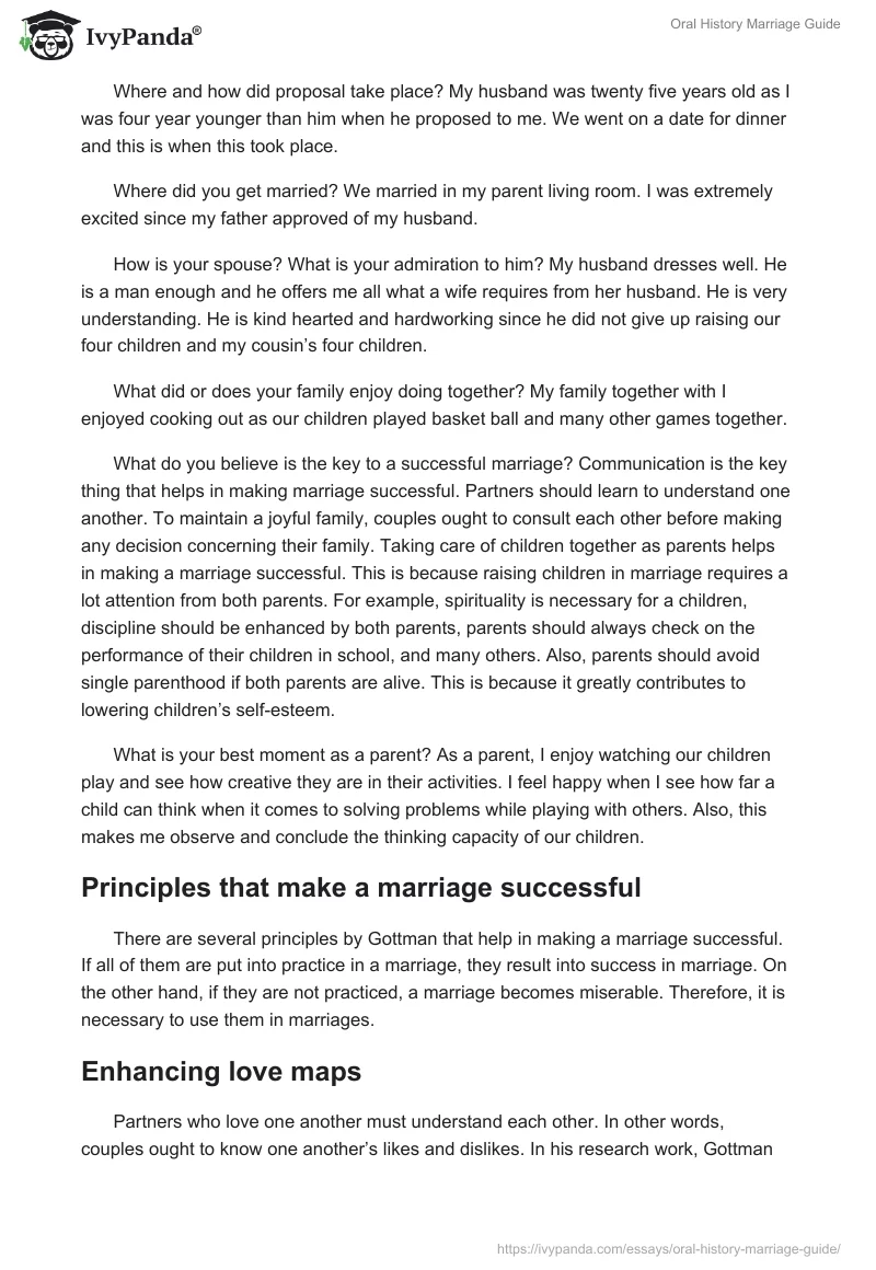 Oral History Marriage Guide. Page 2
