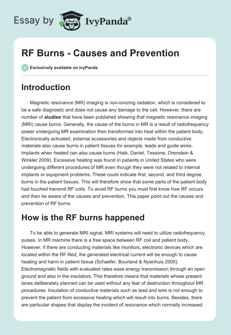 RF Burns - Causes and Prevention. Page 1