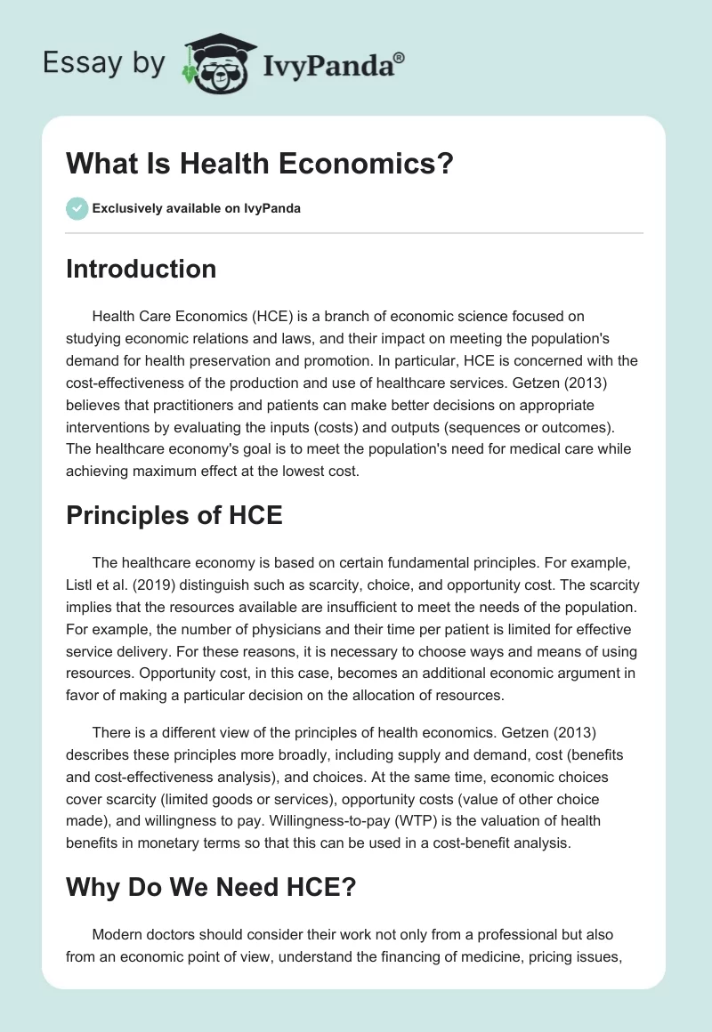 What Is Health Economics?. Page 1