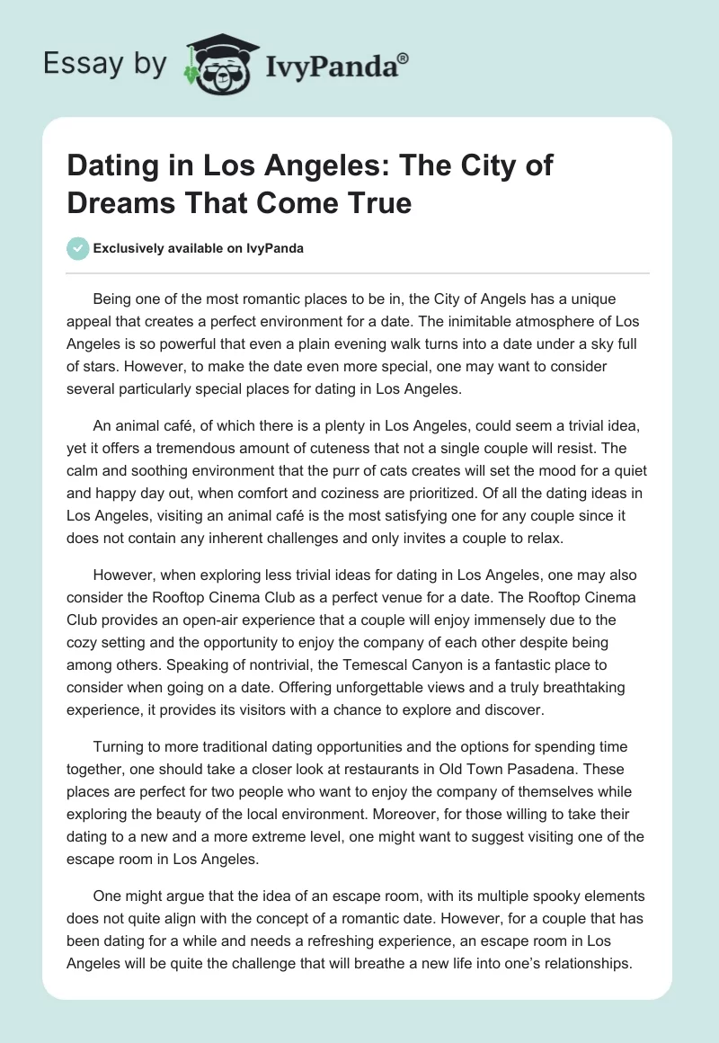 Dating in Los Angeles: The City of Dreams That Come True. Page 1