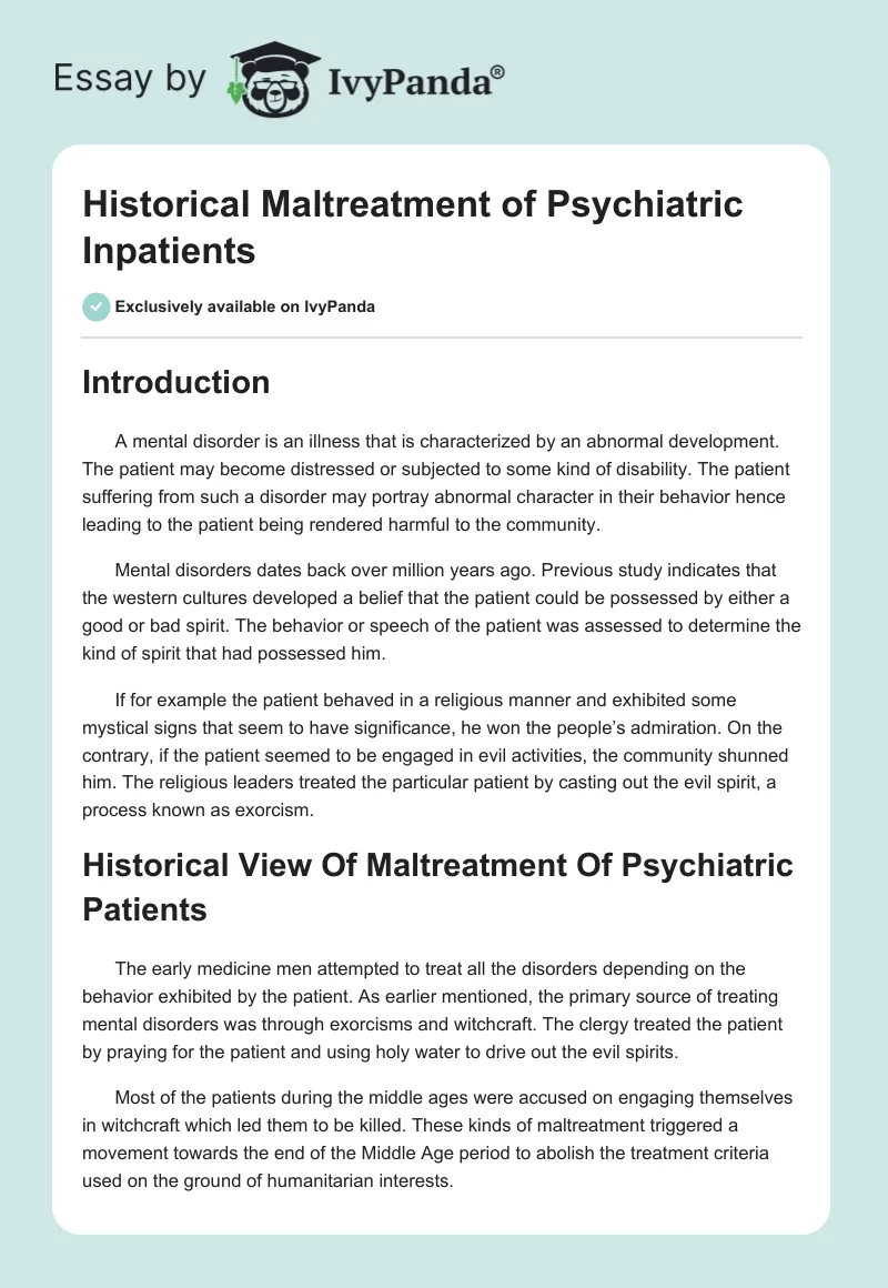 Historical Maltreatment of Psychiatric Inpatients. Page 1