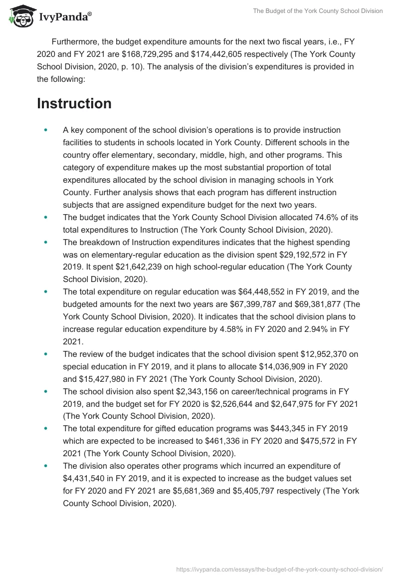 The Budget of the York County School Division. Page 2