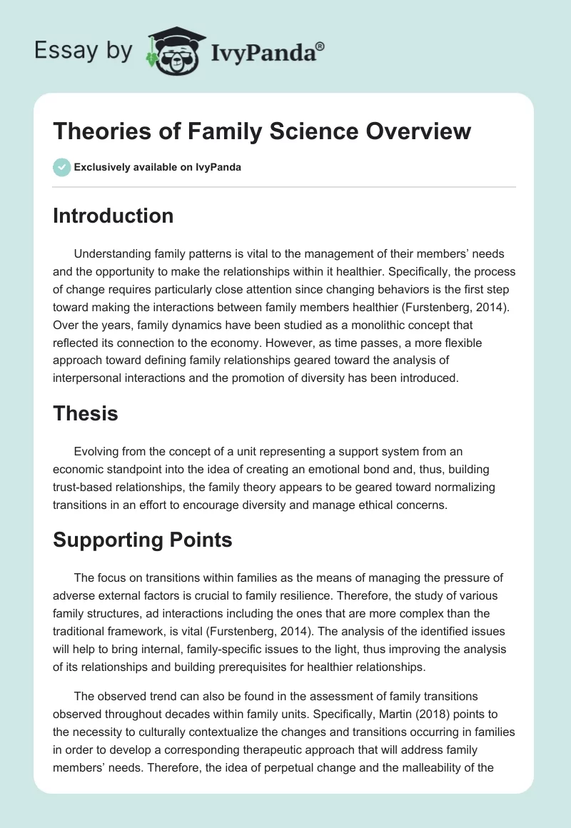 Theories of Family Science Overview. Page 1