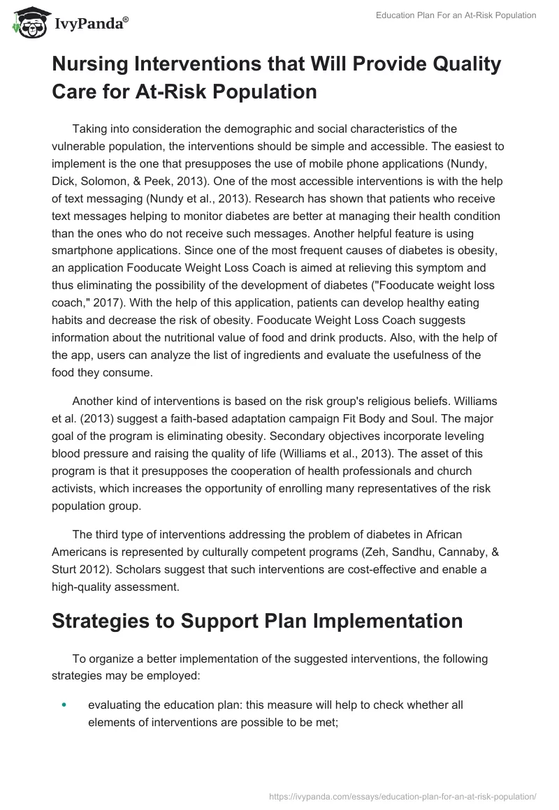 Education Plan For an At-Risk Population. Page 3