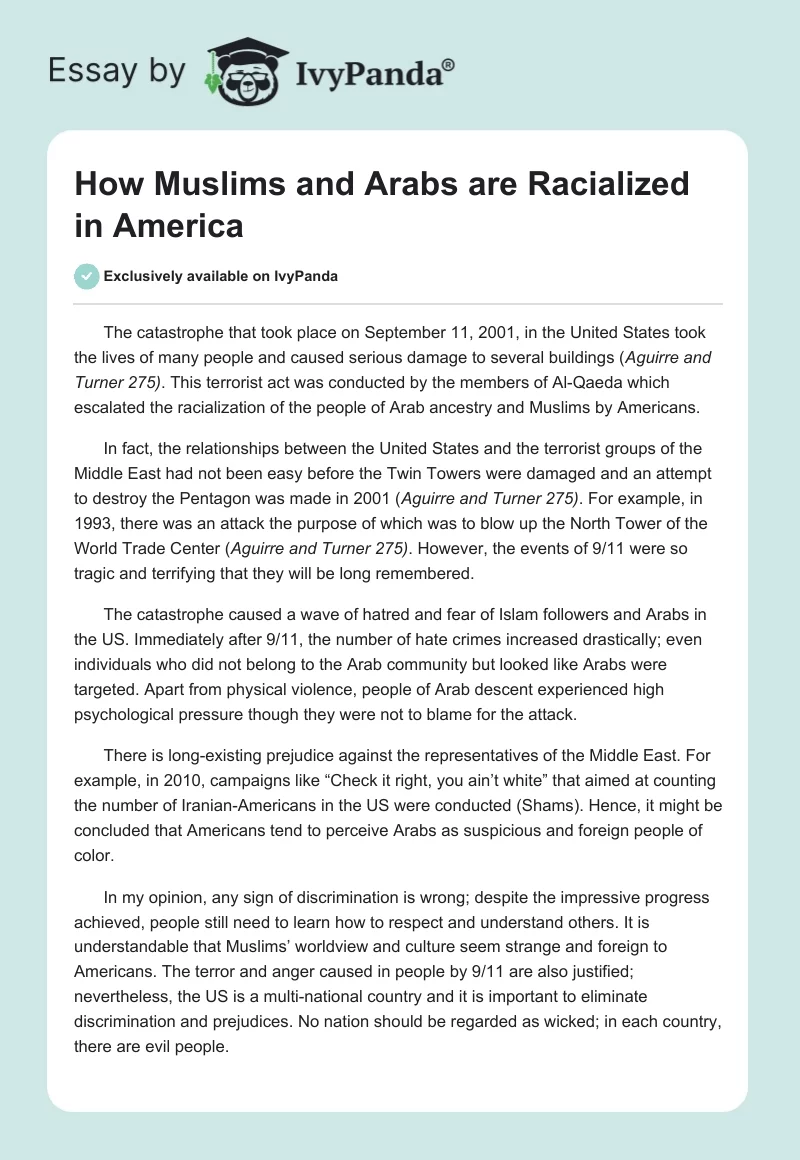 How Muslims and Arabs are Racialized in America. Page 1